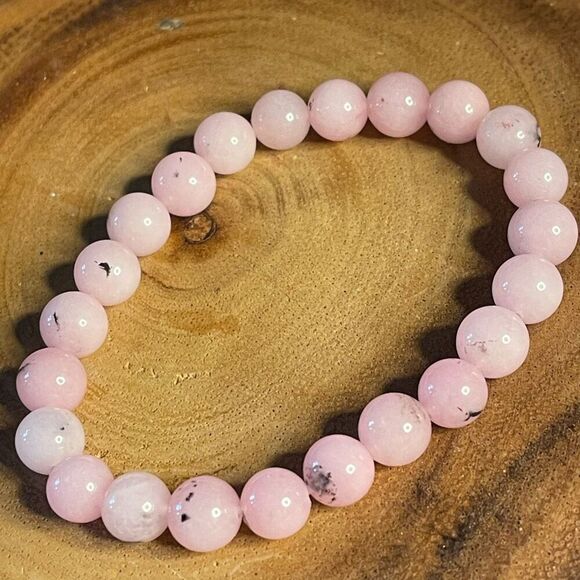 Pink opal 8mm stretch bracelet beaded bracelet 7” stretch crystal healing natura - Picture 12 of 12
